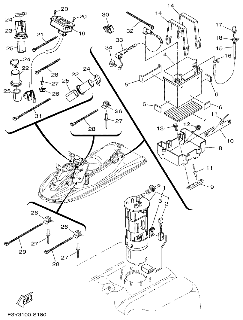 Yamaha EX1050B-S(F3Y36GAB6GA2 ELECTRICAL 3 parts diagram